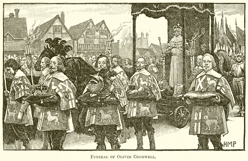 Oliver Cromwell temetése alkotó: English School