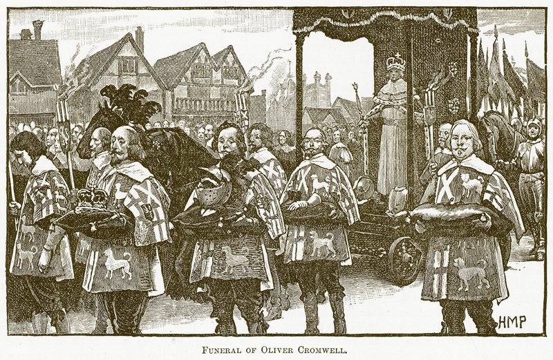 Oliver Cromwell temetése, illusztráció a The New Popular Educator-ból, 1891 körül alkotó: English School