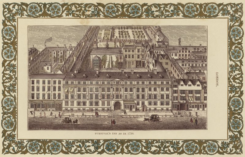 Furnivals Inn, mint 1750-ben (színes gravírozás) alkotó: English School