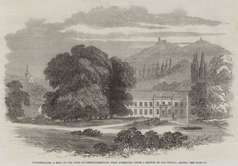 Furstenlager, Hesse-Darmstadt hercegének székhelye, Auerbach közelében (metszet) alkotó: English School