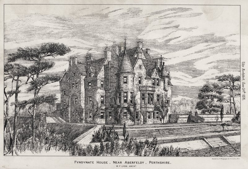 Fyndynate House, Aberfeldy közelében, Perthshire (metszet) alkotó: English School