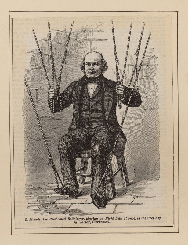 G Morris, az ünnepelt harangozó, egyszerre nyolc harangon játszik alkotó: English School