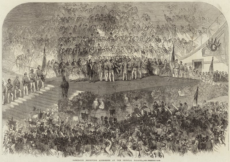 Garibaldi címeket kap a Kristálypalotában alkotó: English School