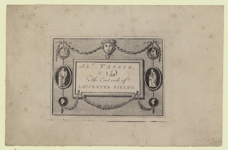 Gem and Seal Modeller, James Tassie, kereskedelmi kártya alkotó: English School