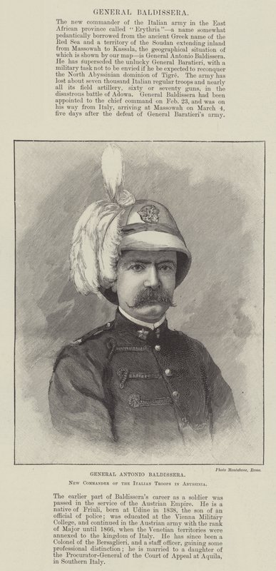 Antonio Baldissera tábornok, az abesszíniai olasz csapatok új parancsnoka (metszet) alkotó: English School