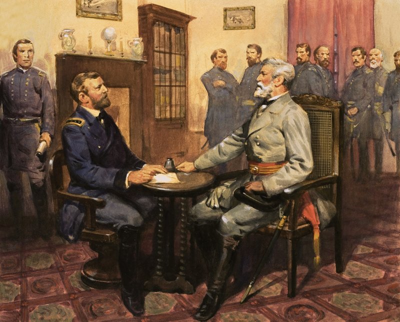Grant tábornok találkozik Robert E. Lee-vel alkotó: English School