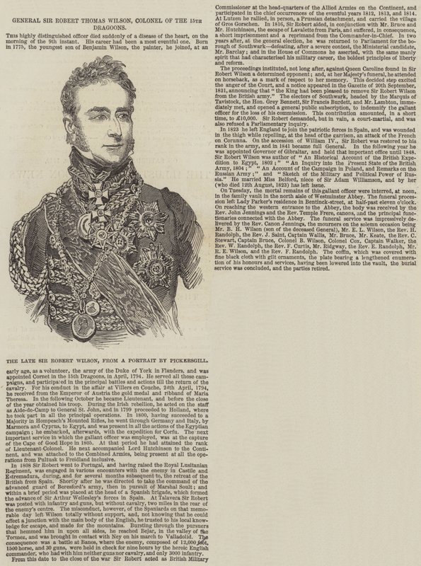 Sir Robert Thomas Wilson tábornok, a 15. dragonyos ezredes (metszet) alkotó: English School
