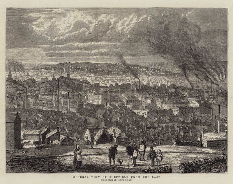 Sheffield általános képe keletről (metszet) alkotó: English School