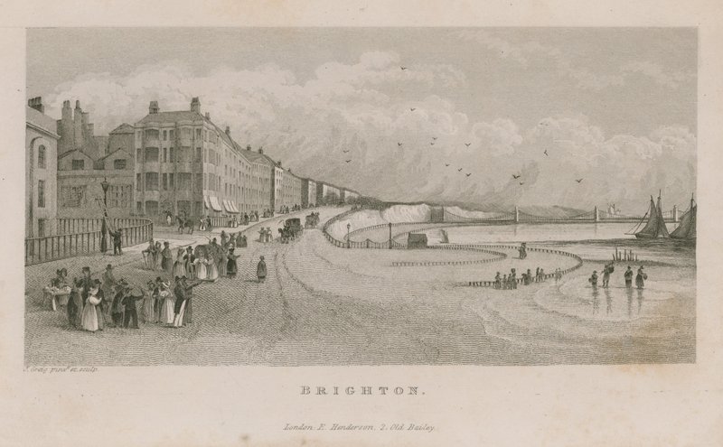 Általános kilátás a tengerpartra Brightonban alkotó: English School