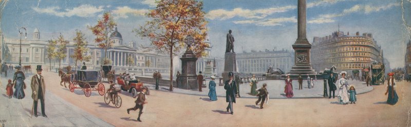 A Trafalgar tér délkeleti sarkának általános képe alkotó: English School