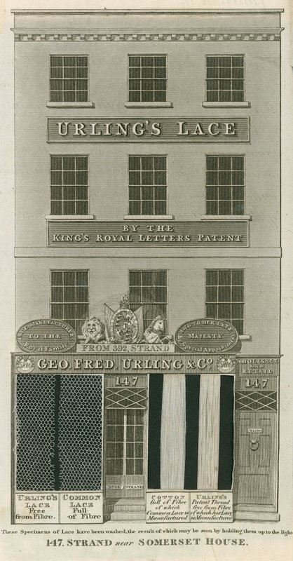 George Frederick Urling & Co, csipkeárusok, 147 Strand, a Somerset House közelében, London alkotó: English School