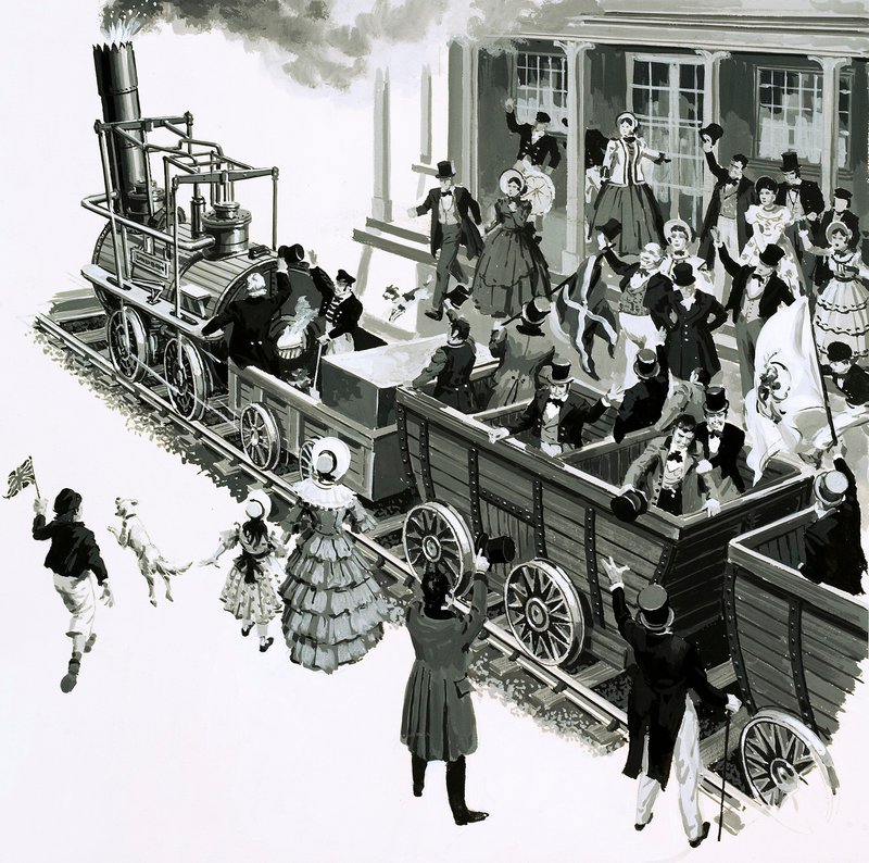 George Stephenson Locomotionja megérkezett Darlingtonba alkotó: English School