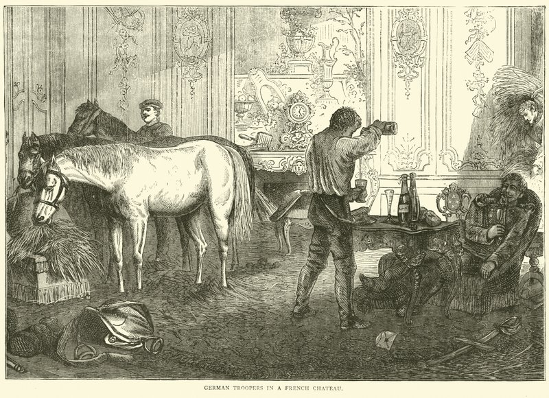Német katonák egy francia kastélyban, 1870. szeptember alkotó: English School