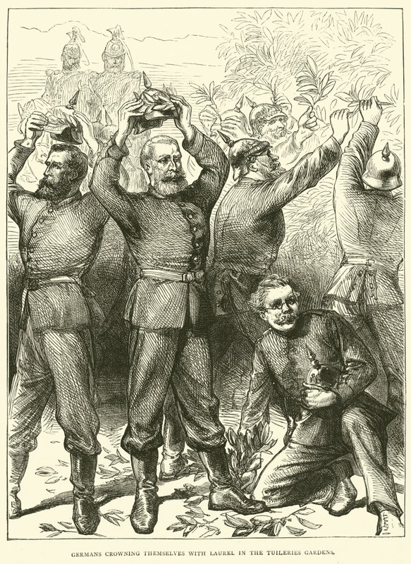 A németek Laurel-lel koronázták meg magukat a Tuileriák kertjében, 1871. március alkotó: English School