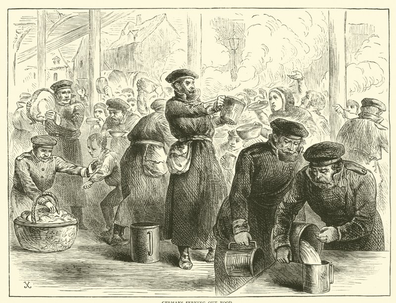 Németek ételt szolgálnak fel, 1871. január alkotó: English School