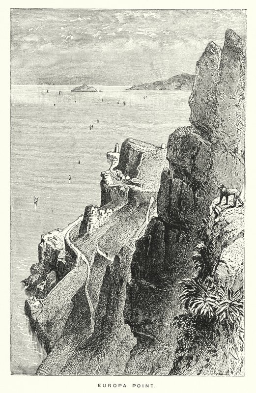 Gibraltár: Europa Point (metszet) alkotó: English School