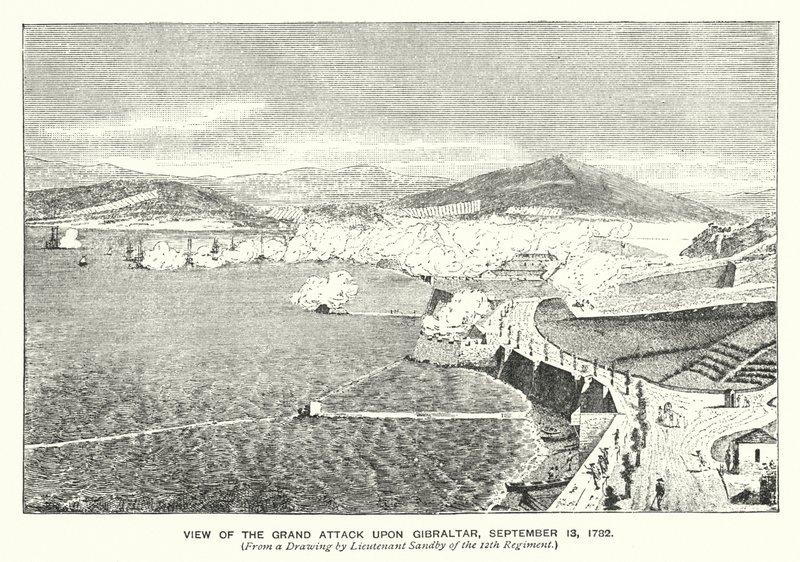 Gibraltár: A Gibraltár elleni nagy támadás képe alkotó: English School