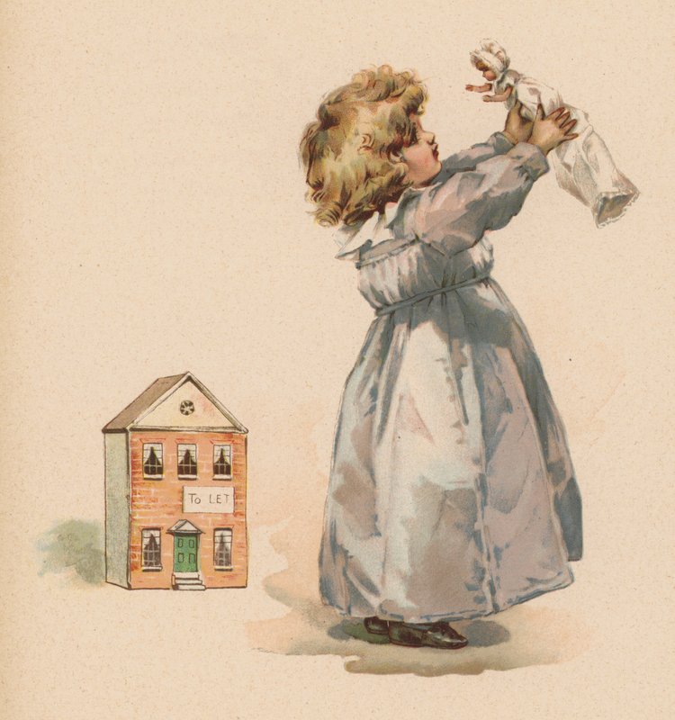 Lány babával (chromolitho) alkotó: English School