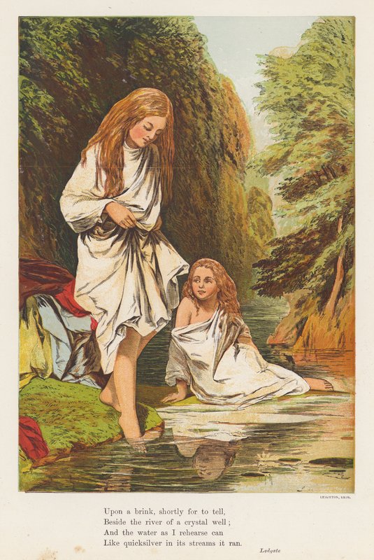 Patakban fürdőző lányok (színes litográfia) alkotó: English School