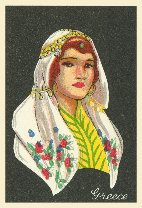 Sok ország lányai: Görögország (színes litográfia) alkotó: English School