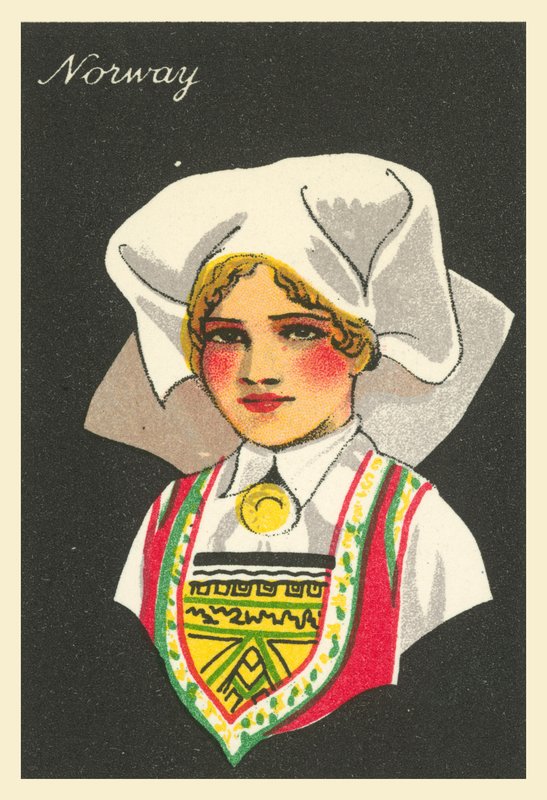 Sok ország lányai: Norvégia (színes litográfia) alkotó: English School