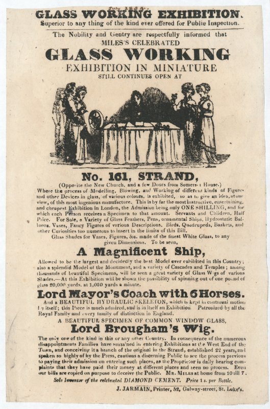Üvegmunka kiállítás, 161 Strand, 1834. júl alkotó: English School