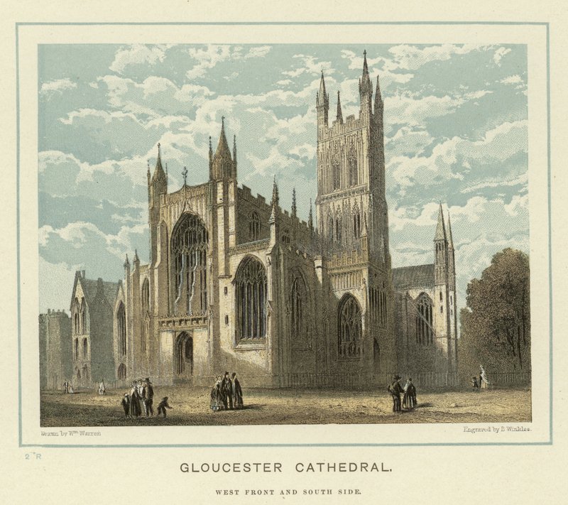 Gloucester katedrális, nyugati front és déli oldal alkotó: English School