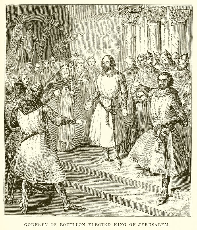 Godfrey of Bouillon Jeruzsálem királyává választották alkotó: English School