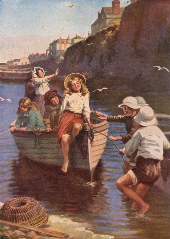 Arany órák a tengerparton (színes litográfia) alkotó: English School