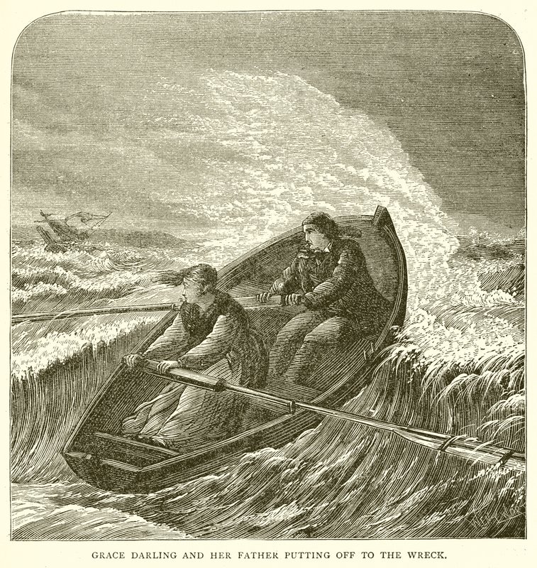 Grace Darling és az apja, akik a roncsba szállnak alkotó: English School