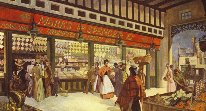 A Grainger Market Hall Bazaar Newcastle, még mindig létezik eredeti formájában, 1895-ben alkotó: English School