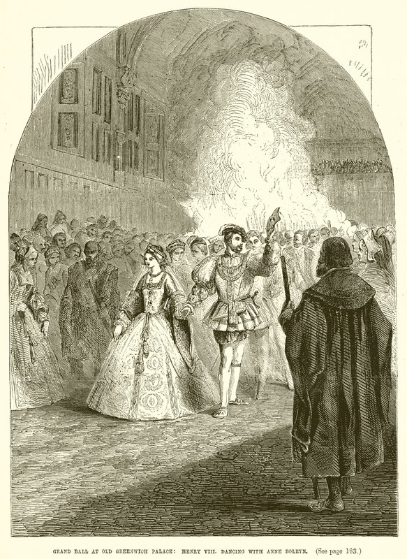 Nagybál az Old Greenwich-palotában: Henrik VIII. táncol Anne Boleynnel alkotó: English School