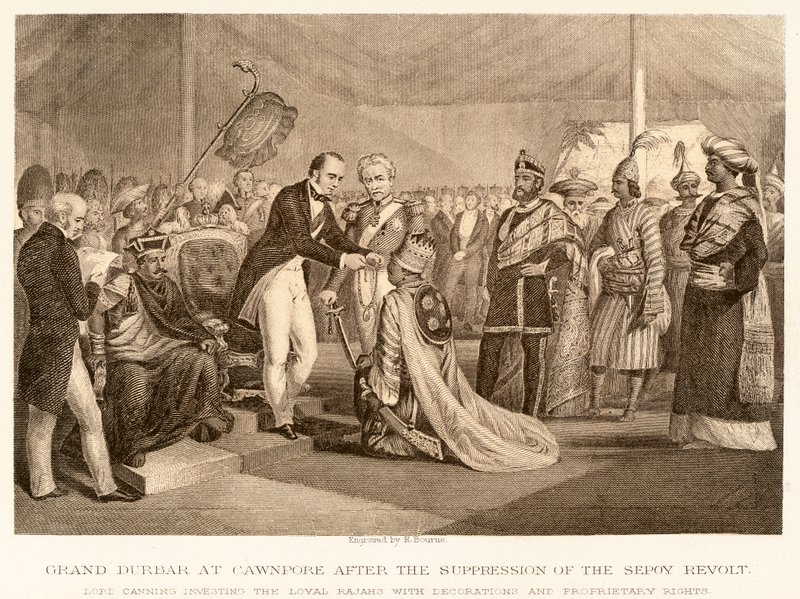 Grand Durbar Cawnpore-ban a Sepoy-lázadás leverése után alkotó: English School