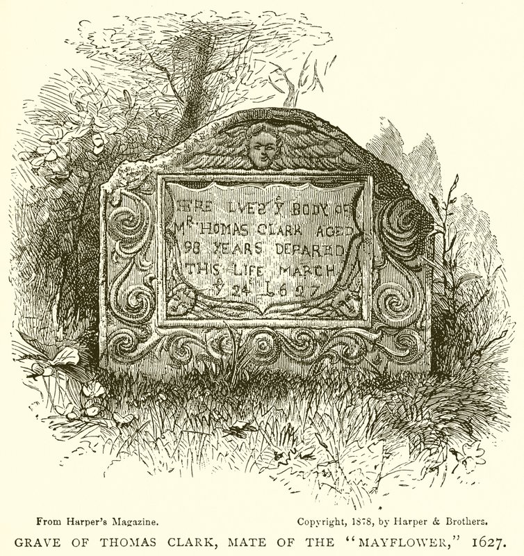 Thomas Clark, a Mayflower társának sírja, 1627 alkotó: English School