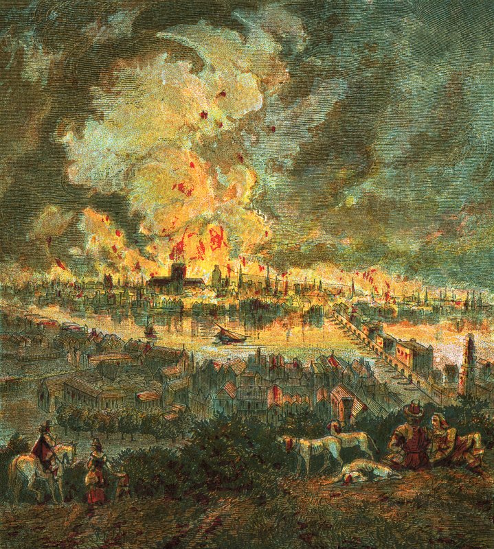 Londoni nagy tűzvész (1666) alkotó: English School