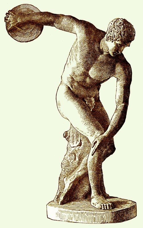Korongot dobó görög atléta, illusztráció a Cassells Illustrated Universal History-ból, Edward Ollier, 1890 (digitálisan javított kép) alkotó: English School