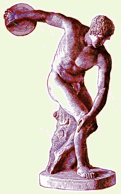 Korongot dobó görög atléta, illusztráció a Cassells Illustrated Universal History-ból, Edward Ollier, 1890 (digitálisan javított kép) alkotó: English School