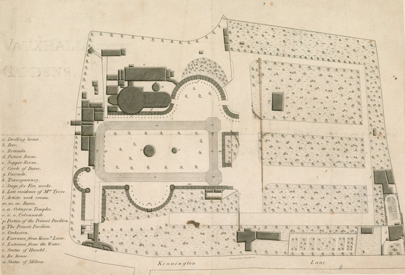 A londoni Vauxhall Gardens alaprajza alkotó: English School