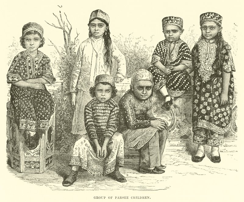 Parsee gyerekek csoportja alkotó: English School