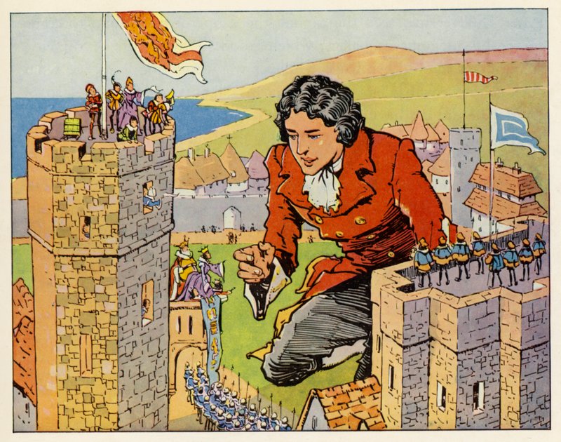 Gulliver utazásai: Gulliver: Találkozik a császárnővel (színes litográfia) alkotó: English School