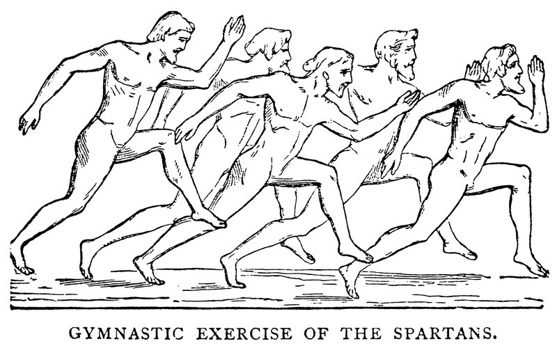 A spártaiak gimnasztikai gyakorlata, illusztráció a The Illustrated History of the World-ből, 1880 körül alkotó: English School