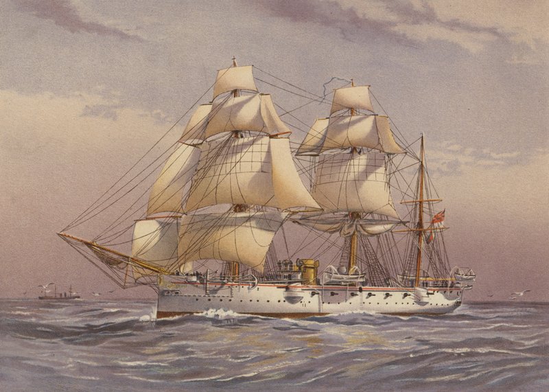 HMS Calliope, 3. osztályú cirkáló (színes litográfia) alkotó: English School