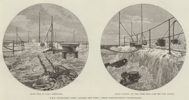 HMS Sanspareil a széllel szemben (metszet) alkotó: English School