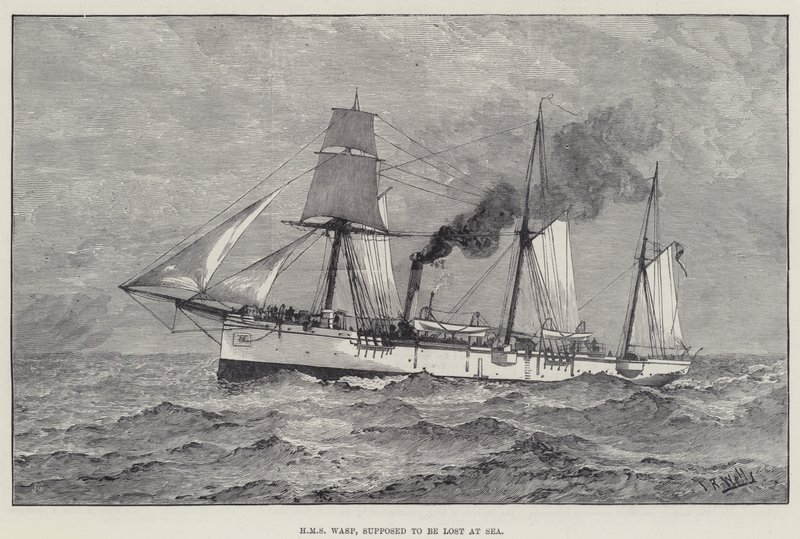 HMS Wasp, állítólag elveszett a tengerben (metszet) alkotó: English School