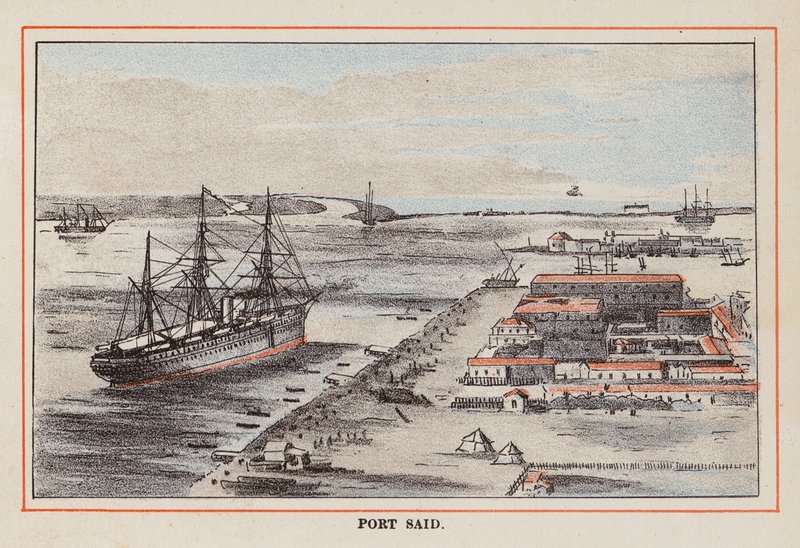 HM indiai csapatszállító hajó: Port Said (színes metszet) alkotó: English School