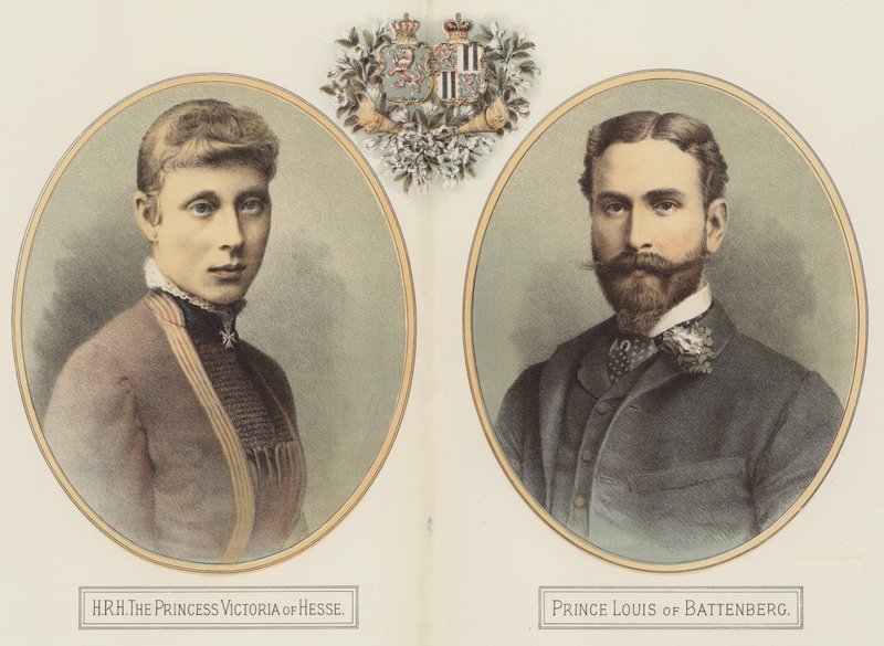 HRH Viktória hesseni hercegnő és Lajos battenbergi herceg (színes litó) alkotó: English School
