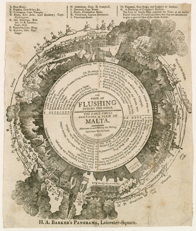 H A Barkers nézet Flushingról Málta ostroma alatt, 1810, Panorama, Leicester Square, London alkotó: English School