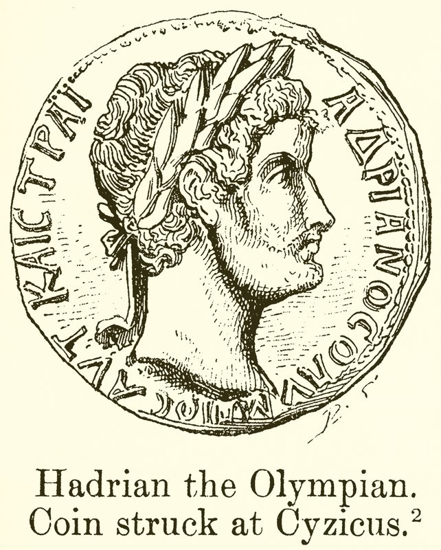 Hadrianus, az olimpikon. Az érme Cyzicusban ütött alkotó: English School