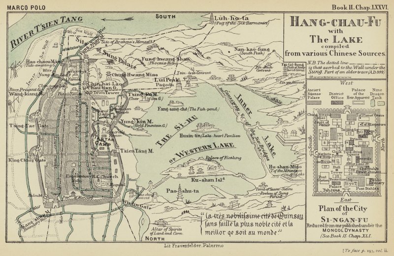 Hang-chau-Fu a tóval, különböző kínai forrásokból összeállítva (színes litográfia) alkotó: English School