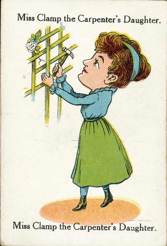 Boldog családok, 1920 körül: Clamp kisasszony, az ács lánya (színes litográfia). alkotó: English School